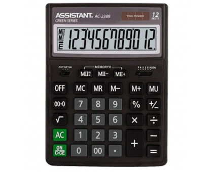 Калькулятор Assistant 12 розрядів, 206*155*35мм AC-2388 - чорний