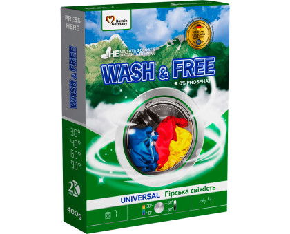 Пральний порошок універсальний "Гірська свіжість""Wash&Free"  400г