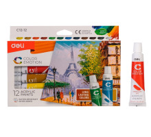 Фарба акрилова декоративна Deli Color Emotion 12кол EC12-12 - 12мл асорті