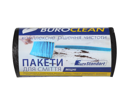 Пакети для сміття 35л/50шт, 500х600мм,міцні, чорні, 11мкм, ПВТ (LDPE) BUROCLEAN EuroStandart