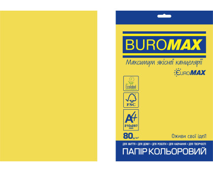 Папір кольор.INTENSIVE, EUROMAX, жовтий, 20 арк., А4, 80 г/м² BM.2721320E-08