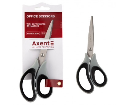 Ножиці 16,5см Axent Duoton Soft 6101-01-A - сіро-чорні