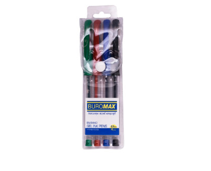 Ручки кольорові гелеві BuroMax ВМ.8440 - 4шт
