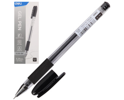 Ручка гелева Deli EG61-BK з гумовим грипом 1мм - чорна