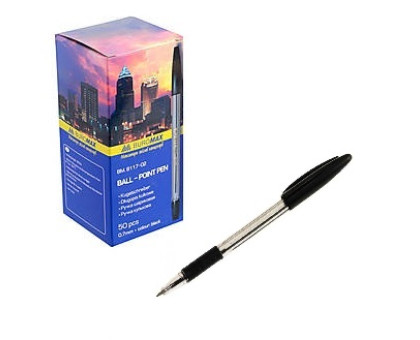 Ручка кулькова BuroMax (з гум. грипом) BM.8100-02 - чорна