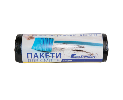 Пакети для сміття 120л/10шт, 900х1000мм, міцні, чорні, 24мкм, ПВТ (LDPE), BUROCLEAN EuroStandart