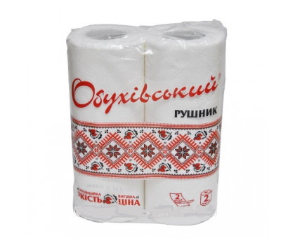 Рушник на гільзі двошарові Обухівська 2рул - білий