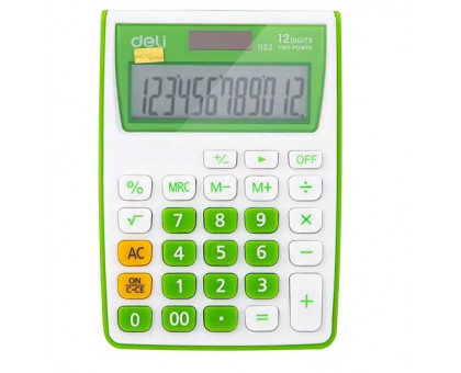 Калькулятор Deli 12 розрядів, 120*86*30мм 1122E - зелений