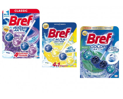 Блок з очисним засобом для унітазу Bref 1шт - асорті