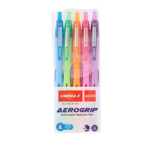 Ручки кольорові кулькові Aerogrip UX-140 - 5шт