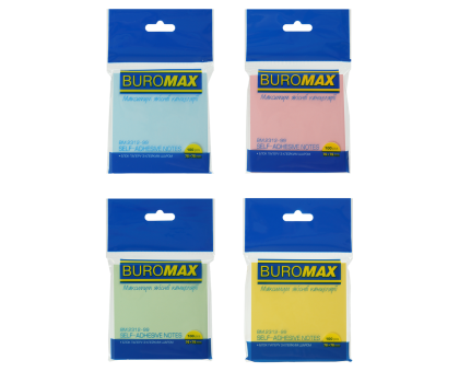 Папір клейкий 76*76мм 100арк BuroMax NEON ВМ.2312-98 - асорті