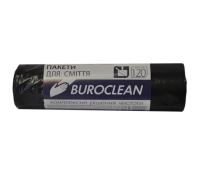 Пакети для сміття 120л/10шт, 700х1050мм, чорні,20мкм, ПВТ (LDPE),  BUROCLEAN ECO
