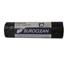 Пакети для сміття 120л/10шт, 700х1050мм, чорні,20мкм, ПВТ (LDPE),  BUROCLEAN ECO
