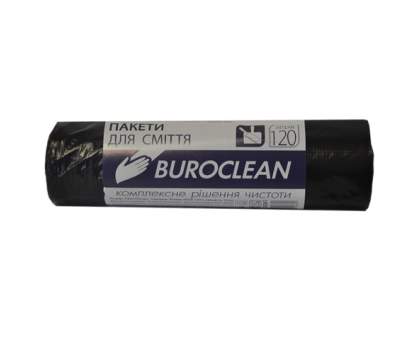 Пакети для сміття 120л/10шт, 700х1050мм, чорні,20мкм, ПВТ (LDPE),  BUROCLEAN ECO