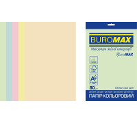 Набір кольорового паперу Euromax А4, 80г/м2, PASTEL, 5 кольора, 50 листів, BUROMAX BM.2721250E-99