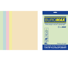 Набір кольорового паперу Euromax А4, 80г/м2, PASTEL, 5 кольора, 50 листів, BUROMAX BM.2721250E-99