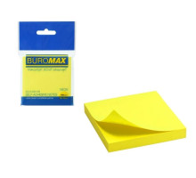 Папір клейкий 75*75мм 100арк BuroMax BM.2382-08 - неон жовтий
