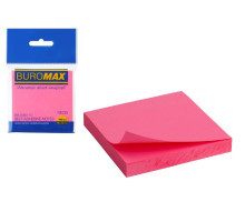 Папір клейкий 75*75мм 100арк BuroMax BM.2382-10 - неон рожевий