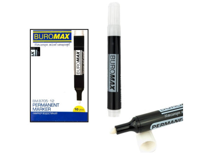 Маркер перманентний BM.8705-12 BuroMax 1-4мм - білий